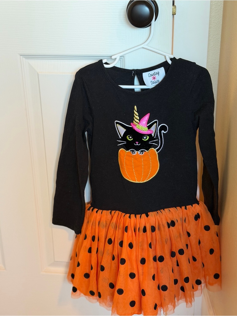 Cute Black & Orange Halloween Cat Pumpkin Costume Dress